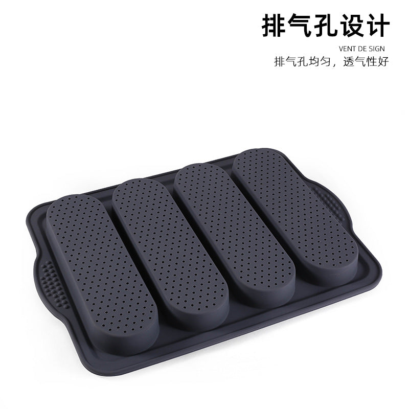 Custom silicone baking mold - baguette mold, 4-cavity non-stick baking pan, bread oven cake mold - wholesale