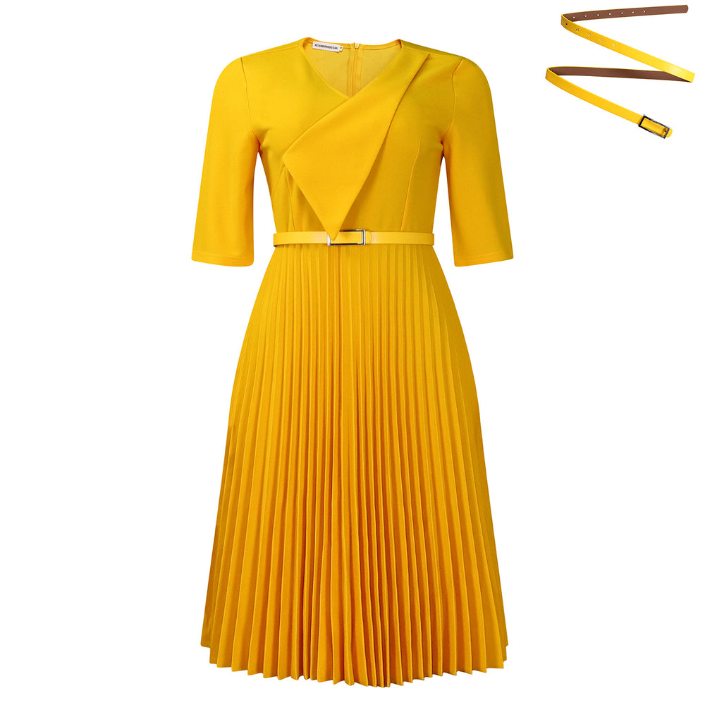 Q117  plus size women's clothing  summer new fashion solid color elegant v-neck pleated african dress