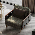Wabi-sabi style vintage leisure chair, perfect for hotels, clubs, cafes, and rustic american-style b&bs. solid wood sofa chair, single chair with a vintage aesthetic