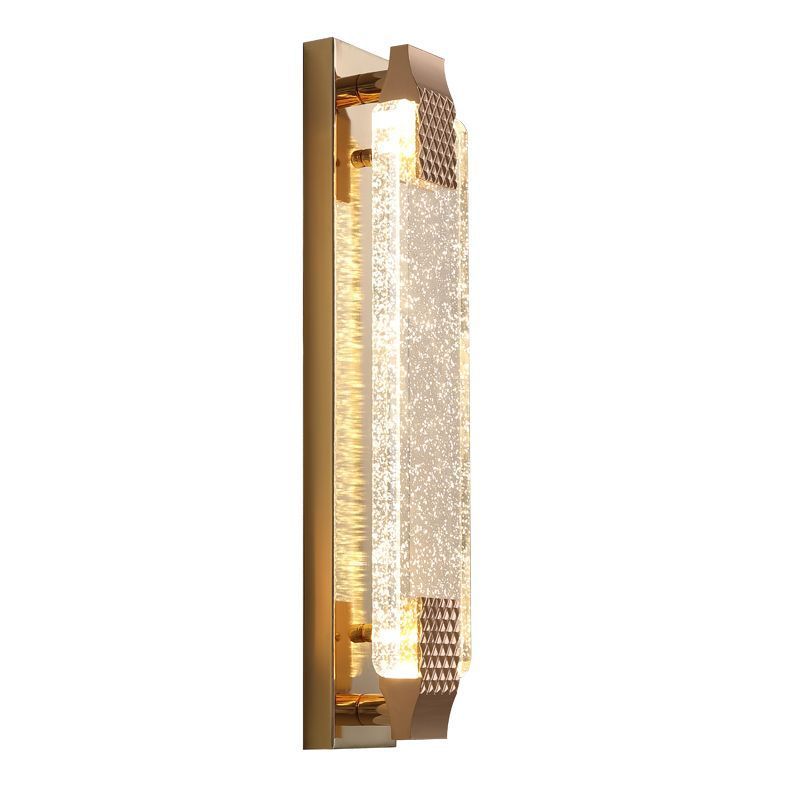 Luxury crystal wall sconce - living room accent, hallway, stairway led minimalist bedroom bedside lamp - gold finish