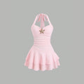 Amazon cross-border cut outbacklesshalternew arrivalshortsilmdress for women