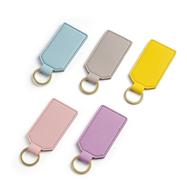 Rectangle leather pendant keychain tag bag decoration leather car keychain can be processed LOGO