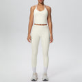 Strappy tank top high-waisted butt-lifting tight yoga set - quick-dry activewear for outdoor leisure, running, and fitness