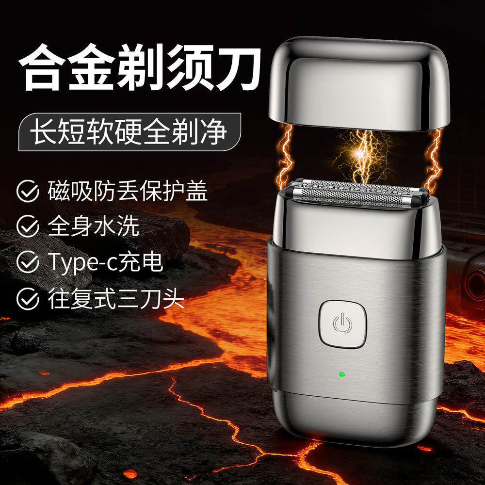 popular mini shaver reciprocating floating three-blade alloy shell waterproof razor spot wholesale
