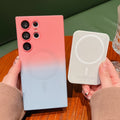 Suitable for samsung s26ultra liquid magnetic phone case s24plus two-color gradient protective case with lens film