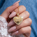 X-8389 gold electrocardiogram necklace [titanium steel chain copper inlaid zirconium pendant]