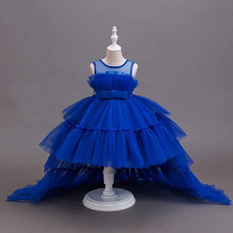 Girls' formal dresses with train length, detachable back length, children's princess dresses, gradient flower girl wedding dresses, cross-border dropshipping