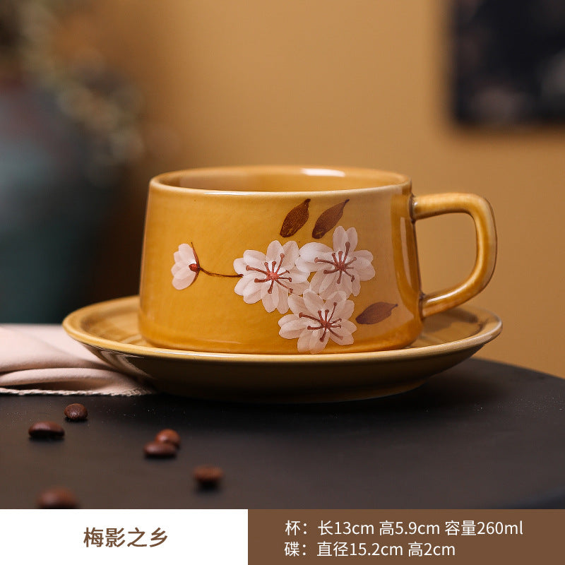 Nordic retro underglaze ceramic coffee cup exquisite afternoon tea milk gift cup and saucer set mug