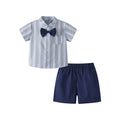 Kids' outfit set:  summer new arrival - british preppy style children's set, short-sleeve shirt, striped boy's baby outfit