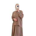 spring cross-border women's clothing set: relaxed fit long sleeve shirt and midi skirt - comfortable commute style
