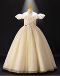 Girls' high-end flower girl dresses, wedding gowns, runway show, little girl host performance, long sequined dresses, foreign trade cross-border