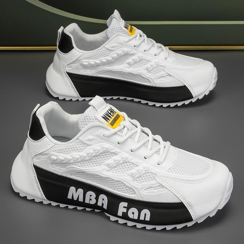 Men's shoes 2025 new winter mesh versatile breathable athletic casual white sneakers height increasing running dad shoes