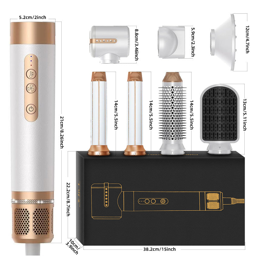 Cross-border hot-selling high-speed hot air comb, seven-in-one hair dryer, automatic curling iron, multi-function straight-rolled dual-purpose hair dryer comb