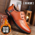 Men's spring/autumn new collection: fleece-lined business casual leather shoes, soft leather insole, soft sole cotton shoes, middle-aged dad shoes
