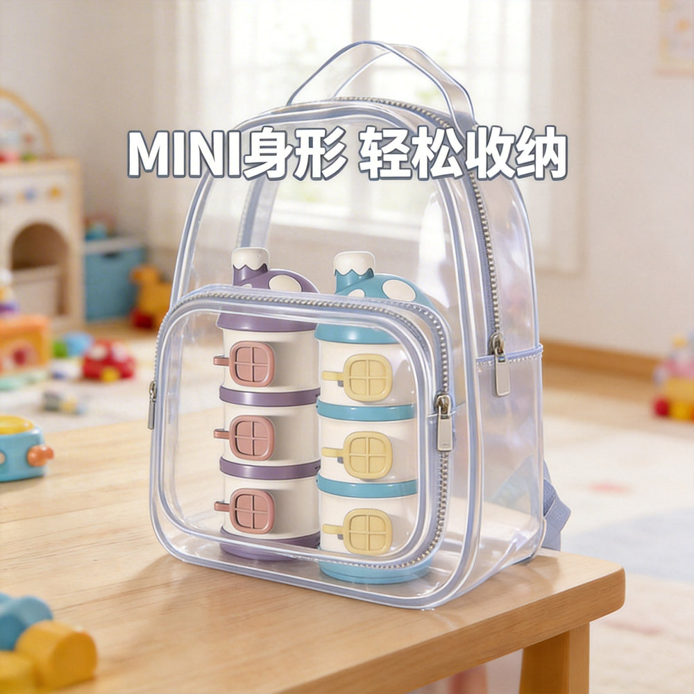 Portable formula dispenser - multi-layer, side-opening food storage container for baby formula - portable, airtight, and detachable storage canisters