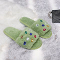 Exportplus size fur slippers 24 years fashion rhinestone women's slippers independent station fur slippers in stock wholesale