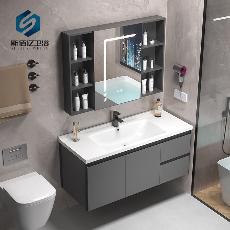 Thickened space honeycomb aluminum bathroom cabinet combination washbasin cabinet basin smart mirror cabinet washbasin basin ceramic all-in-one basin