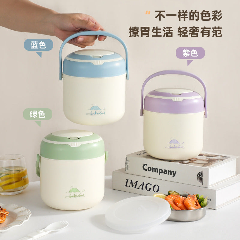 Stainless steel double-layer insulated lunch box, insulated lunch bucket, canteen food carrier, office worker meal delivery, multi-layer food container, gift