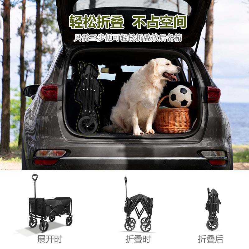 Camping cart push-pull all-in-one kids reclining outdoor foldable picnic camp cart camping trailer stall large
