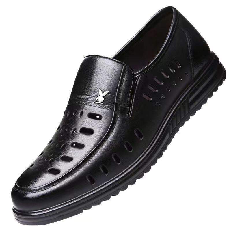 New arrival business hole cool leather shoes men's casual wedding groom british sandals summer breathable youth pointed toe men's shoes