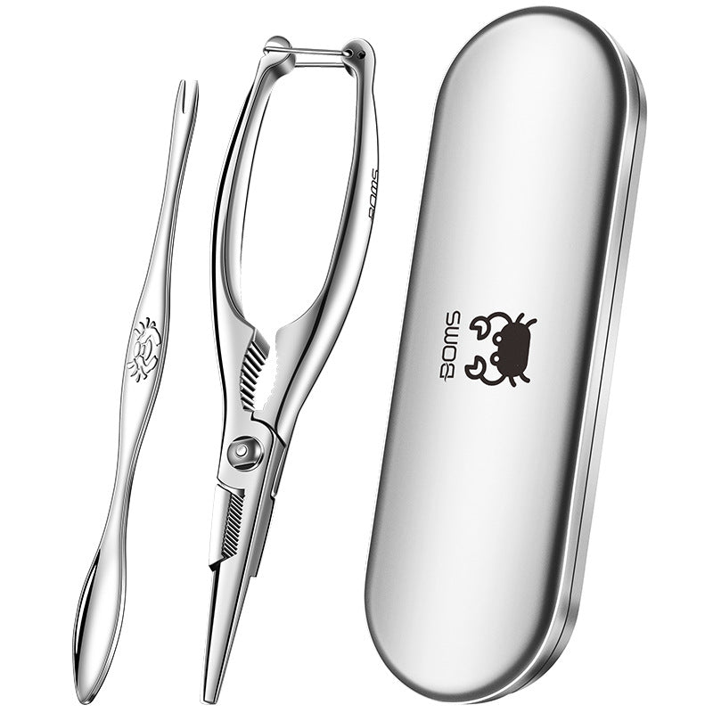304 stainless steel crab eating special tools three-piece set crab needle household crab scissors gate thank you fork crab eight-piece set