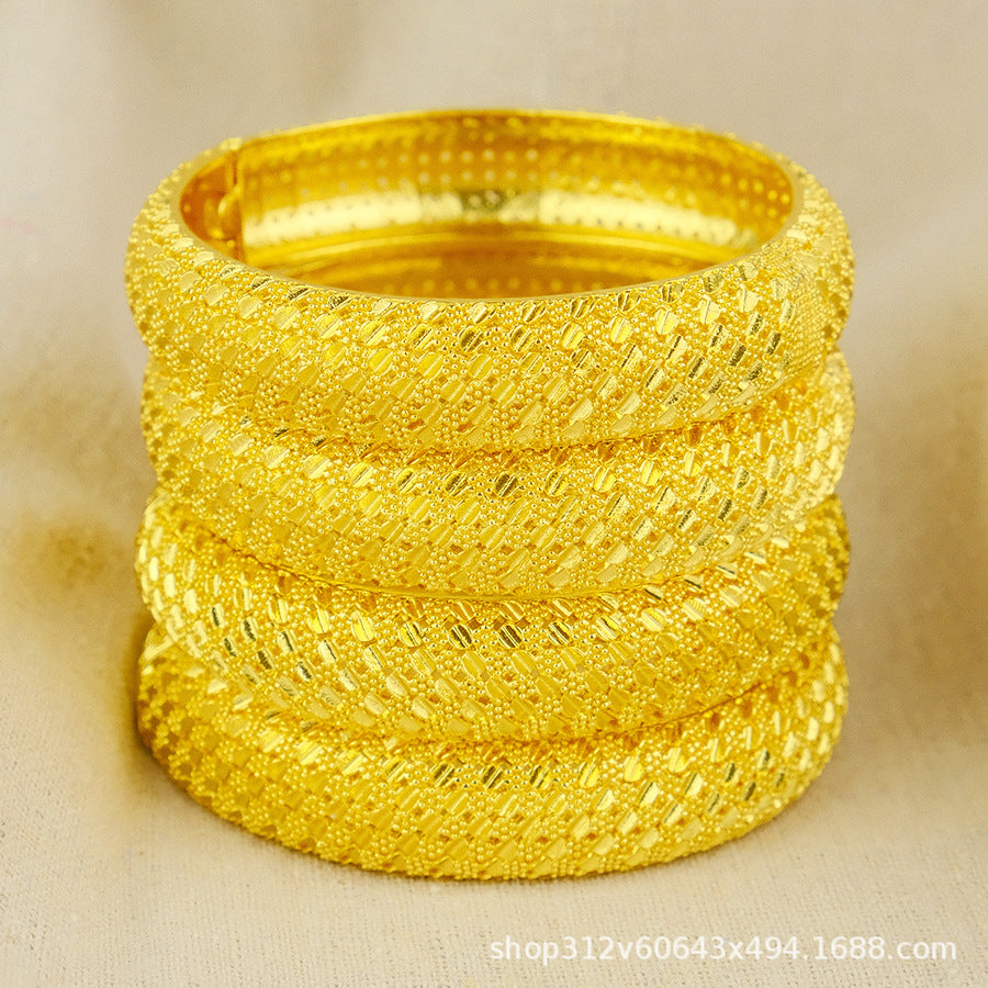 Middle east dubai 24k gold plated women's bangle luxury jewelry designer indian bracelet african arabian wedding