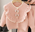 Girls' knit sweater jacket & pants set - new  collection with bow detail