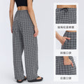 Spring/summer new lightweight quick-dry women's active pants - bubble plaid, loose fit, slimming, versatile casual trousers d26034