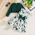 foreign trade exclusive solid color shrug and sleeveless dress butterfly embellished printed dress set