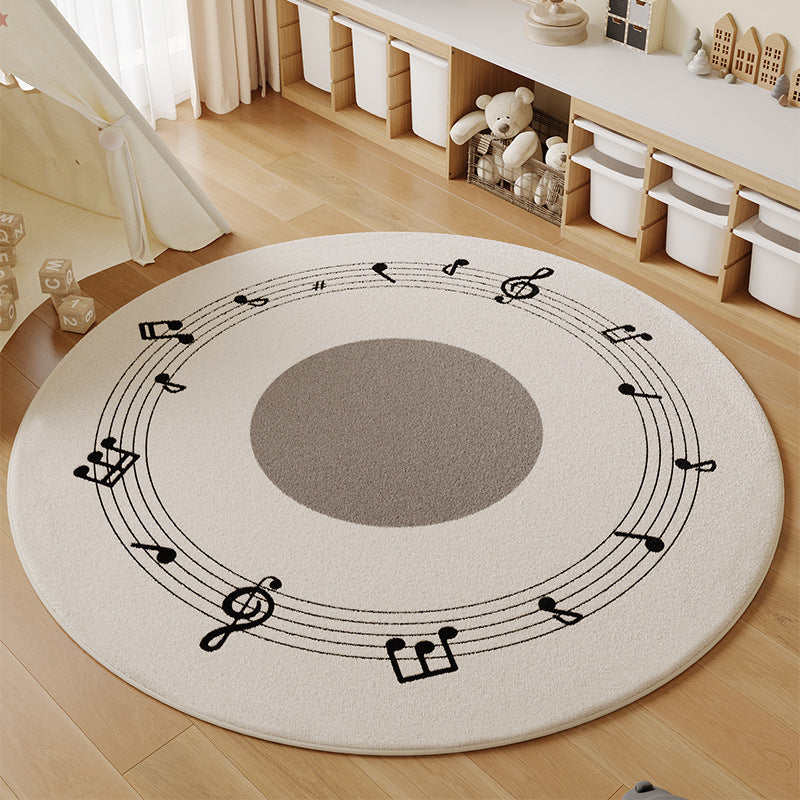 Cartoon faux cashmere round rug - perfect for bedroom bedside, study reading nook, cooling foot mat, living room sofa, or coffee table