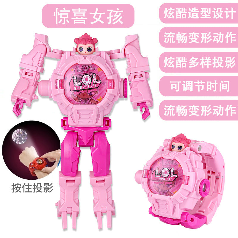Transforming kids' electronic watch toy - student projector cartoon transformation - manwei transformation robot for boys