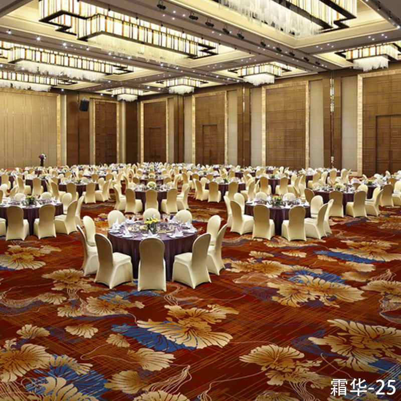 Custom carpets for hotel banquet halls, corridors, and aisles - fire-retardant, full-spread nylon printed carpets for restaurants and dining rooms