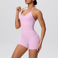 Sexy backless strappy activewear set - cloud-soft, quick-dry, compression yoga outfit with high-waisted, butt-lifting design for outdoor running and fitness