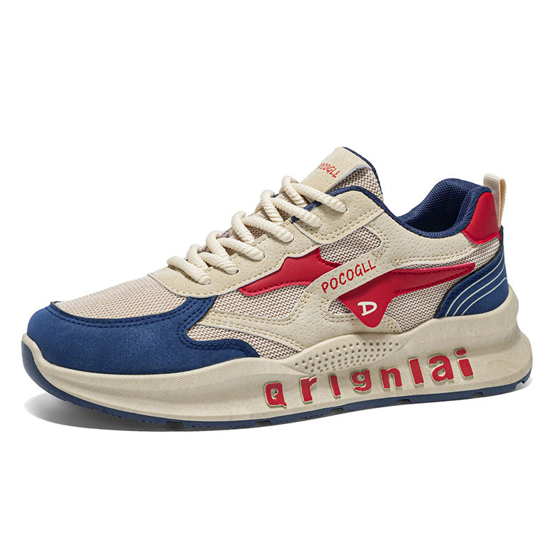 Men's spring new breathable mesh shoes trendy versatile anti-slip athletic casual chunky sole dad shoes