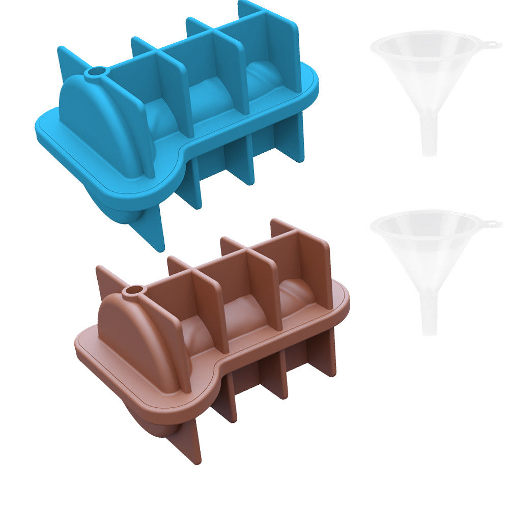 Cross-border explosion spoof creative silicone ice grid with funnel with cover easy demoulding KTV party, ice mold wholesale