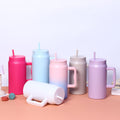 Amazon 50oz large capacity handle thermos cup 304 stainless steel car cup with straw portable ice cup
