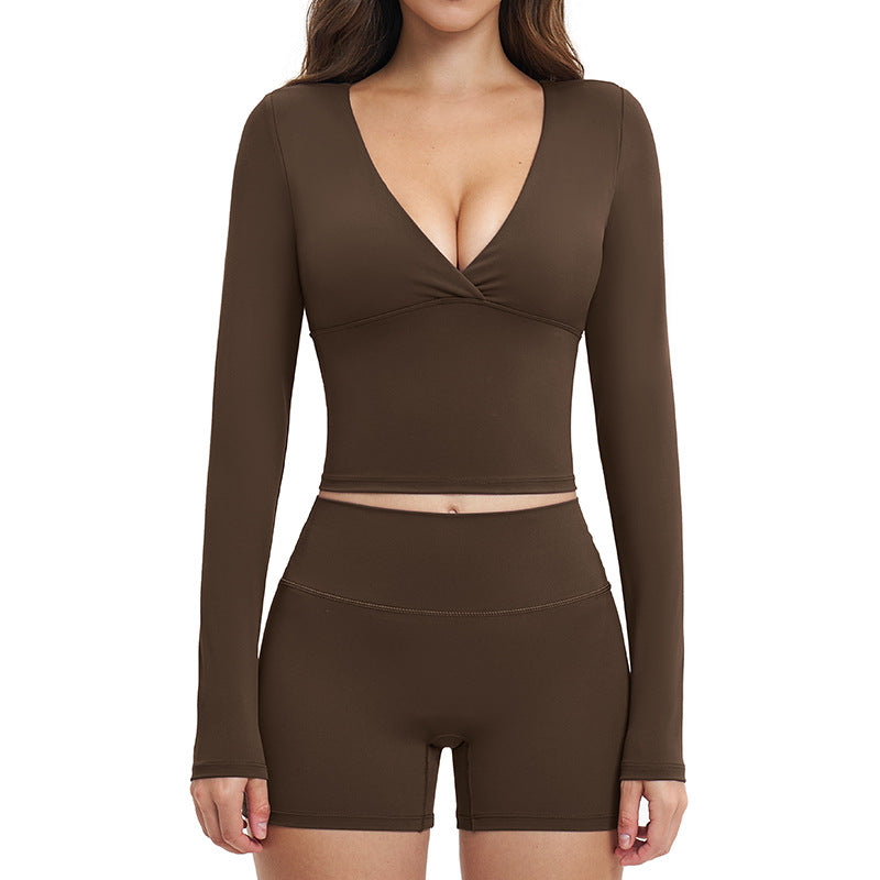 brushed new arrival yoga suit silmslimming look quick-drying fitness clothes outdoor running sports suit for women 4520