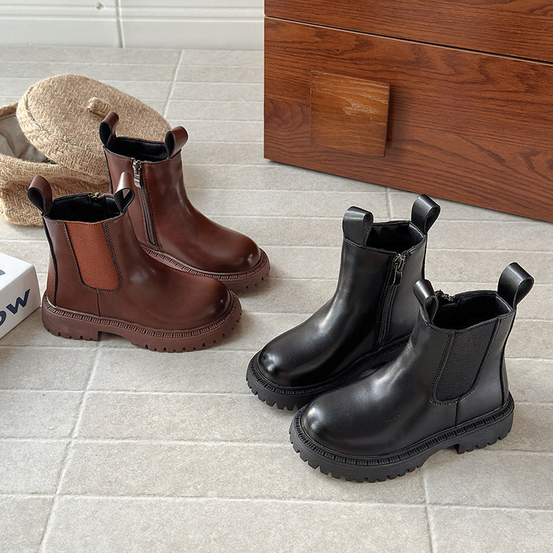 ins British Martin boots 2025 autumn and winter new Korean version girls velvet cigarette boots boys platform short boots