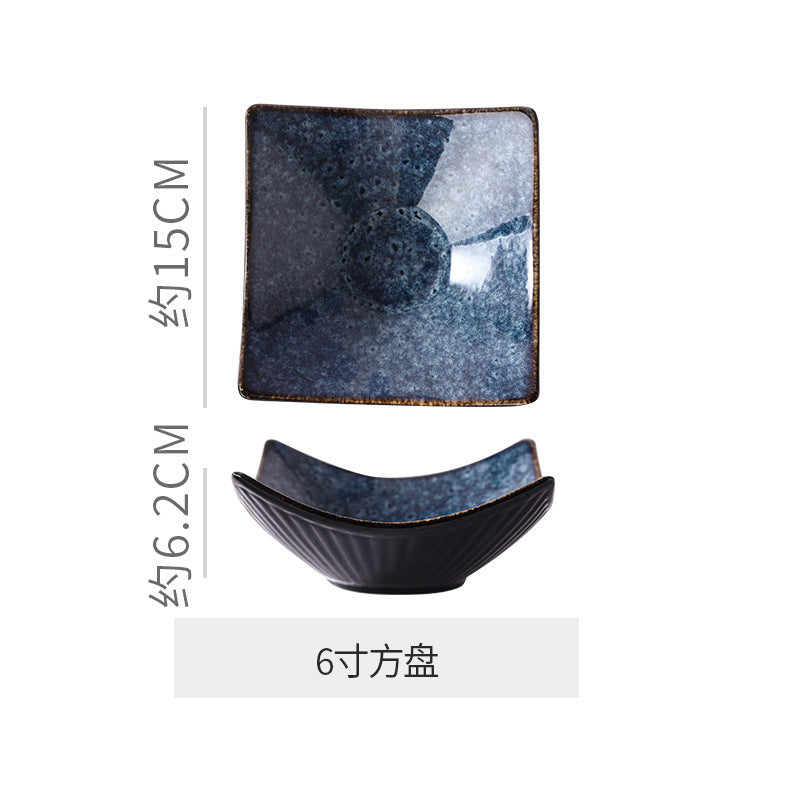 Japanese retrostylish bowls and plates hotel tableware combination kiln ceramic western dinner plate sushi plate steak plate suit