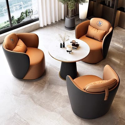 Accessible luxury sales office cafe single sofa hotel lobby casual leather sofa reception office coffee table sofa