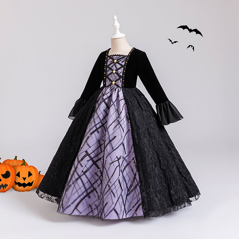 Halloween girls' dress cosplay costume long sleeve autumn/winter new arrival role play outfit girl's dress cross-border foreign trade style