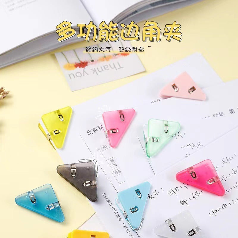 Simple Japanese corner clip, matte bill clip, student test paper data storage, anti-warping edge triangle clip wholesale