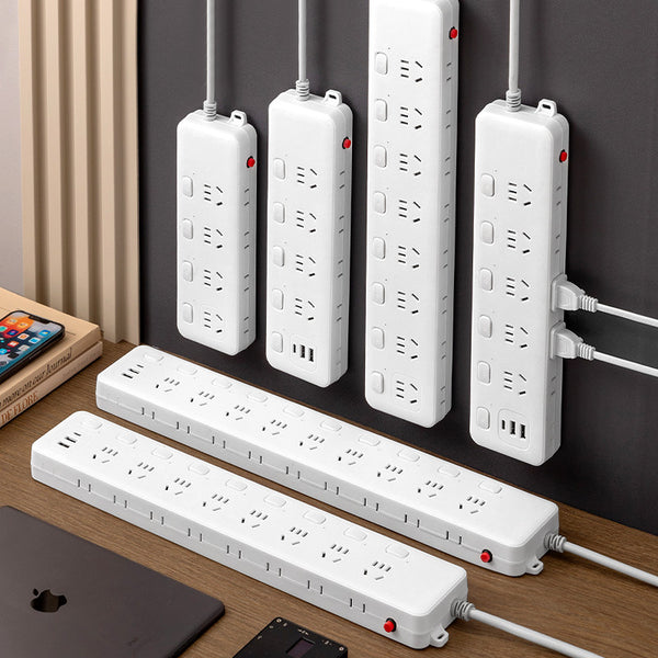 Socket anti-overload office plug multi-plug USB intelligent plug-in board household dormitory fast charging power strip safety