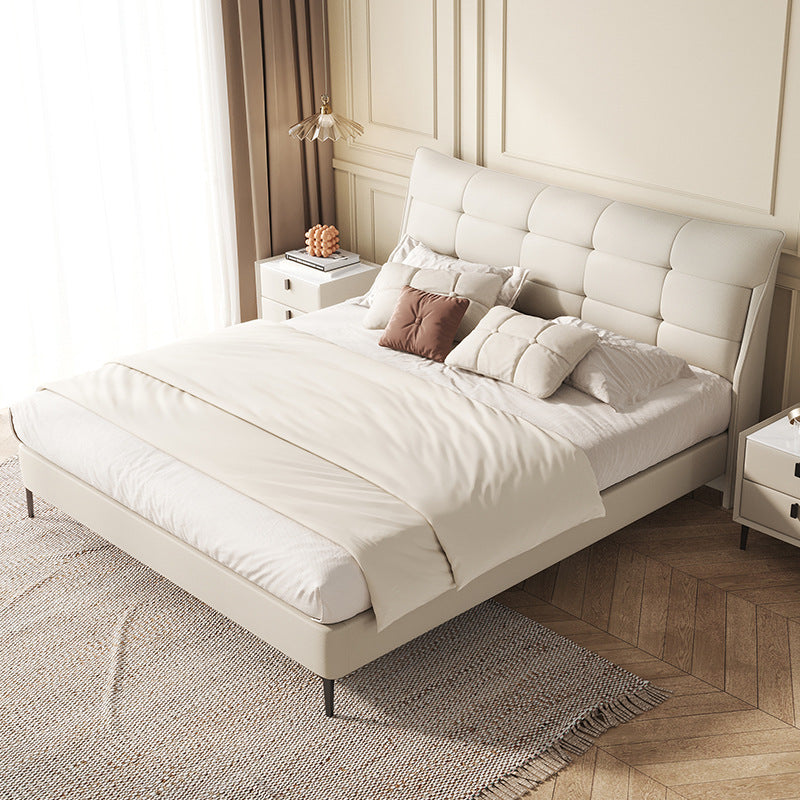 Light french cream style bed small apartment casualaccessible luxury foshan furniture master bedroom double 1.8m genuine leather bed
