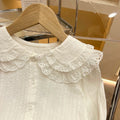 Girls' long-sleeve shirt - autumn  collection - kids' double-layer peter pan collar blouse - korean style princess top