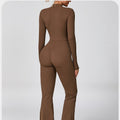 Customizable zippered cloud-feel long sleeve yoga bodysuit - high-intensity fitness activewear one-piece compression suit 2012
