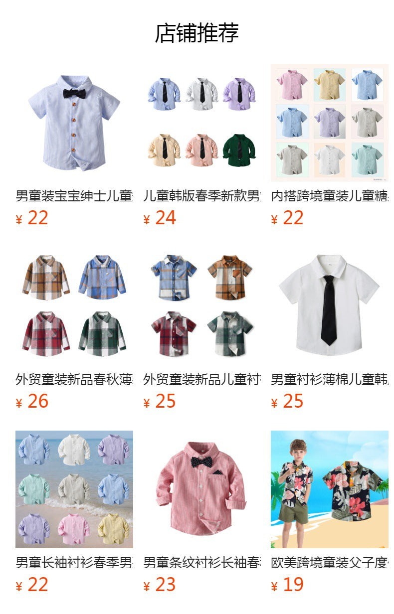 Ready-to-ship boys' shirts, british style, new summer collection, kids' casual short-sleeve plaid shirts, for older boys and teens