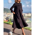 summer new arrival: women's long-sleeve, round neck, ruffle-trimmed dress - perfect for cross-border e-commerce and independent online stores