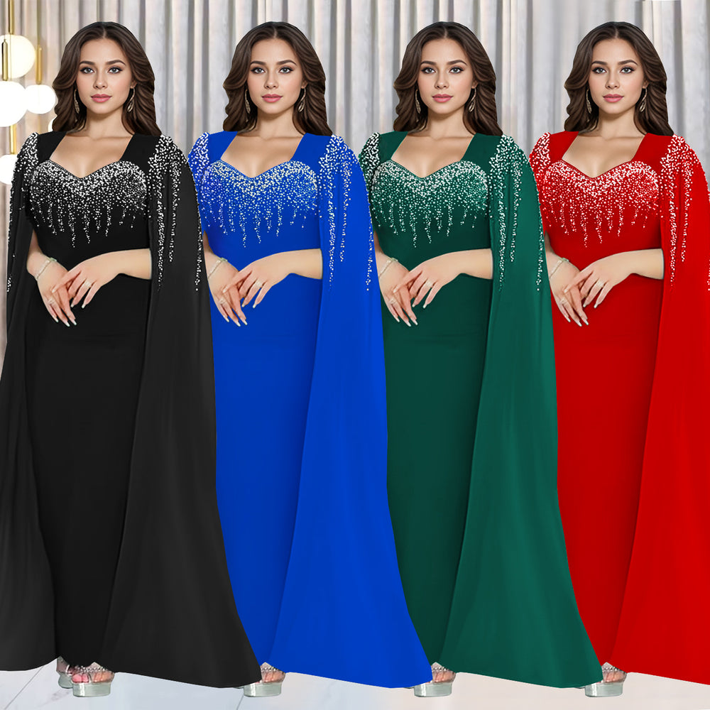 C7305 cross-border   fashion women's elegant rhinestone evening gown dress - new