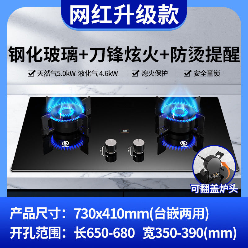 Wholesale royalstar gas stove double stove for home natural gas gas stove embedded liquefied gas energy saving fierce fire
